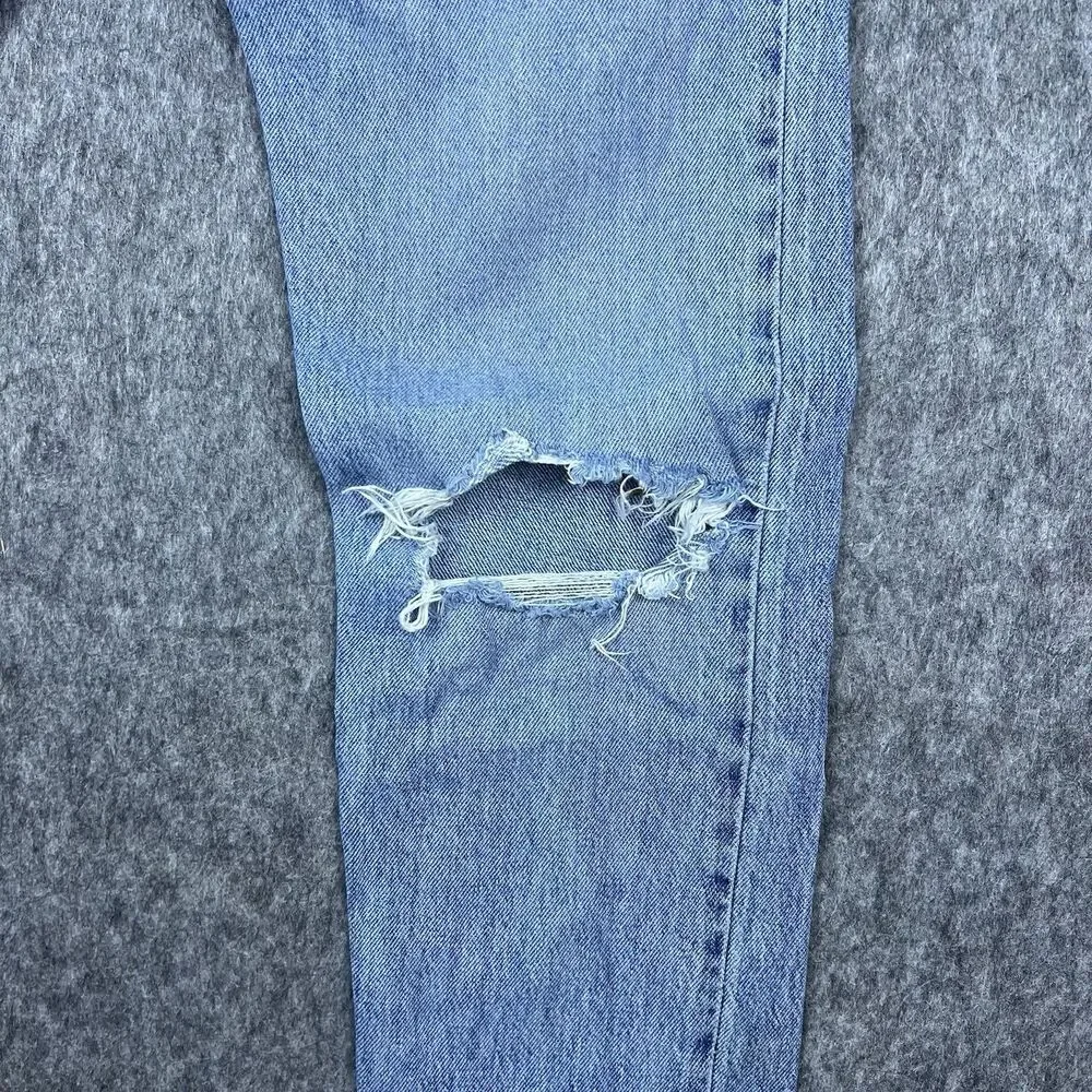 Levis 512 Mens Jeans Slim Fit Tapered Leg Light Wash Distressed Denim Size 28x30